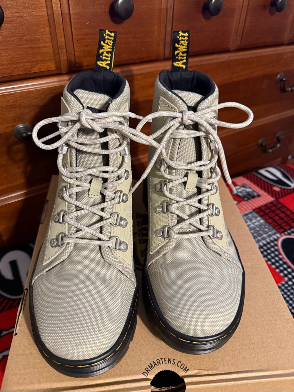 Dr. Martens Women’s Sand/Tan Canvas Combat Boots